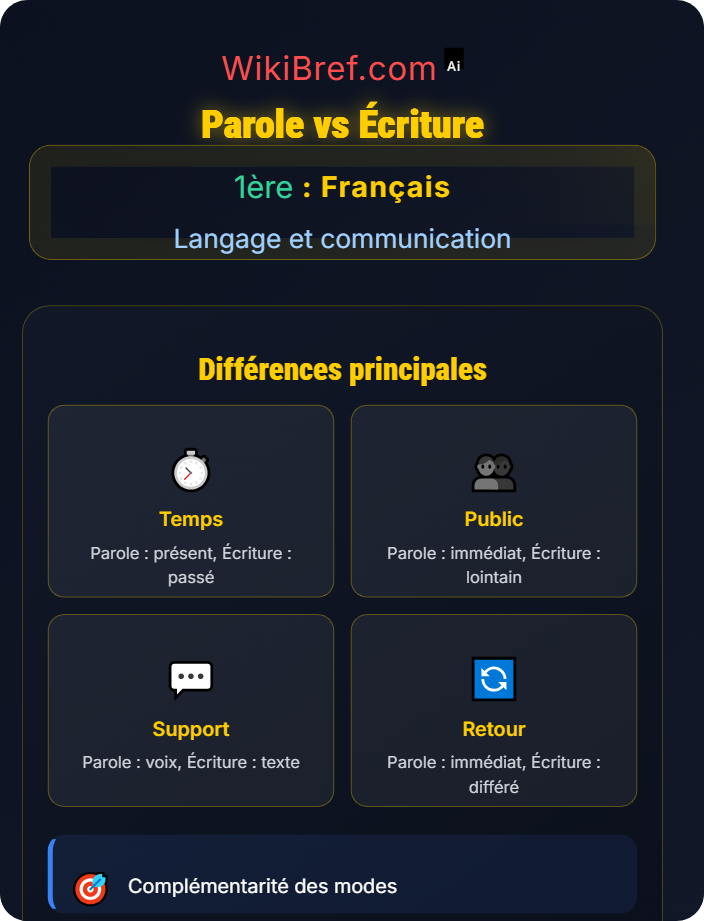 Parole vs écriture Langage verbal et non verbal