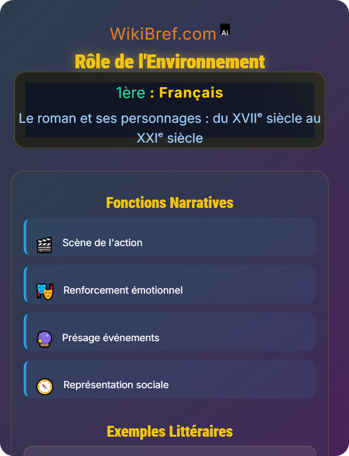 Rôle de l’environnement Le personnage de roman : fonctions et types