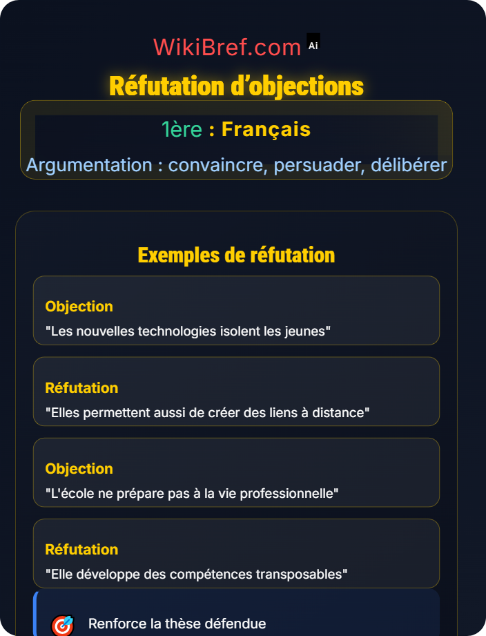 Réfutation d’objections Produire un texte argumentatif