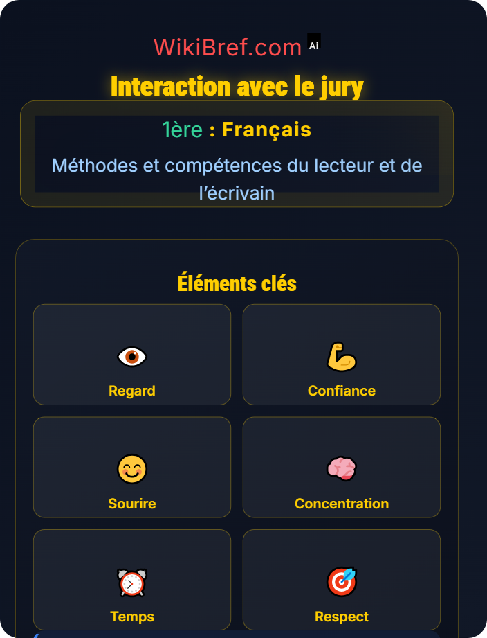 Interaction avec le jury Évaluation orale