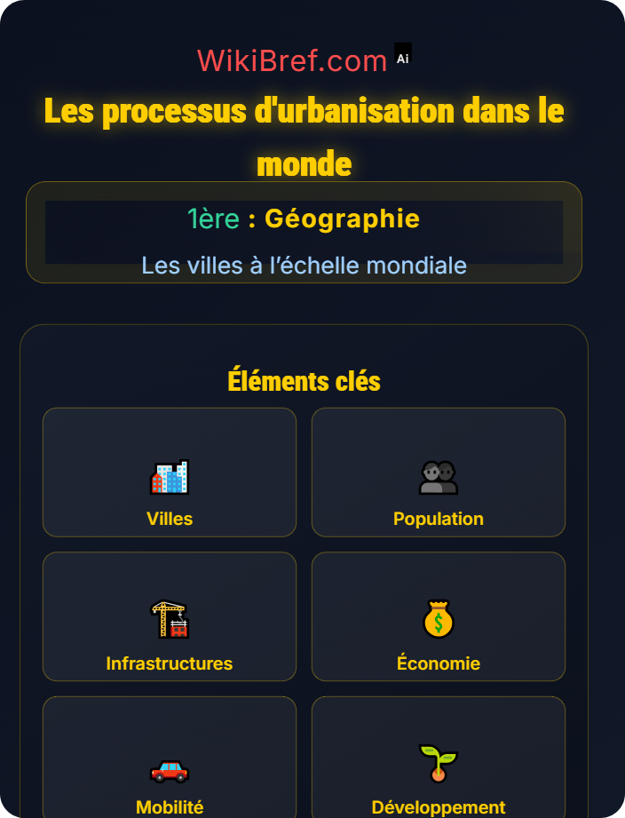 Les processus d’urbanisation dans le monde Urbanisation et dynamiques urbaines