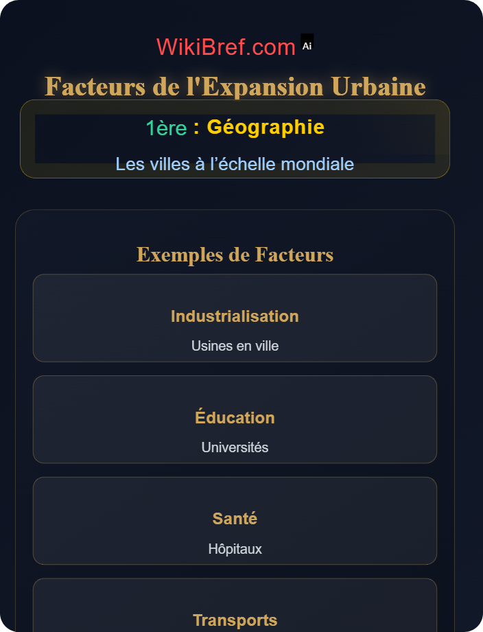 Causes de l’urbanisation Urbanisation et dynamiques urbaines