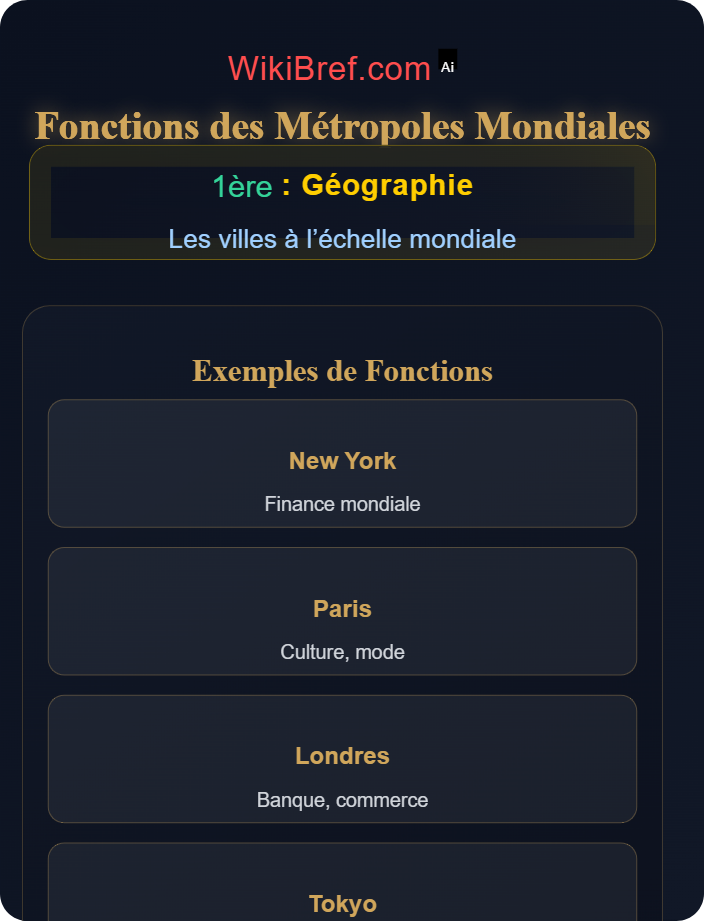 Rôles des grandes métropoles La métropolisation du monde
