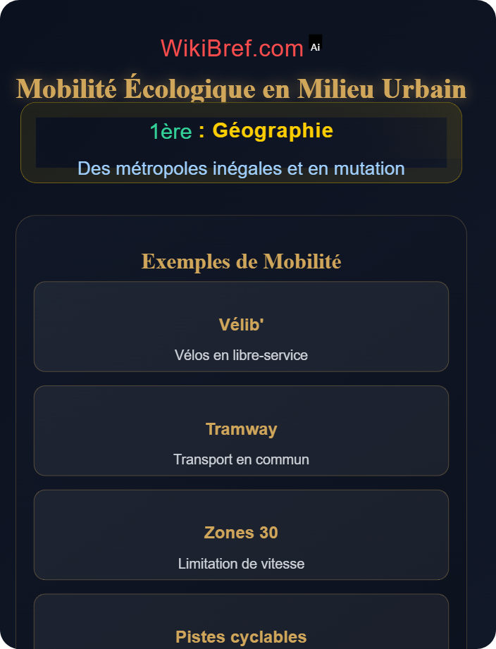 Mobilité durable en ville Mobilités urbaines et transports