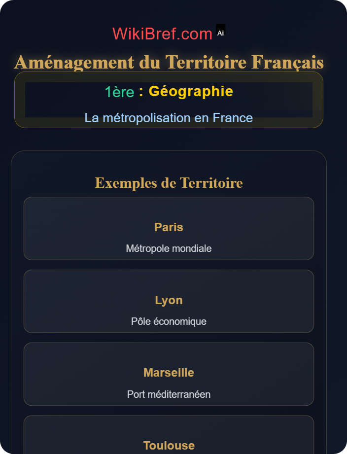 Organisation du territoire français Processus de métropolisation en France