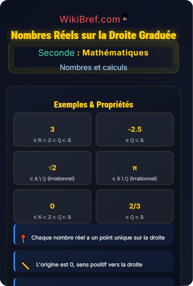 Définition et représentation sur la droite graduée Ensemble des nombres réels