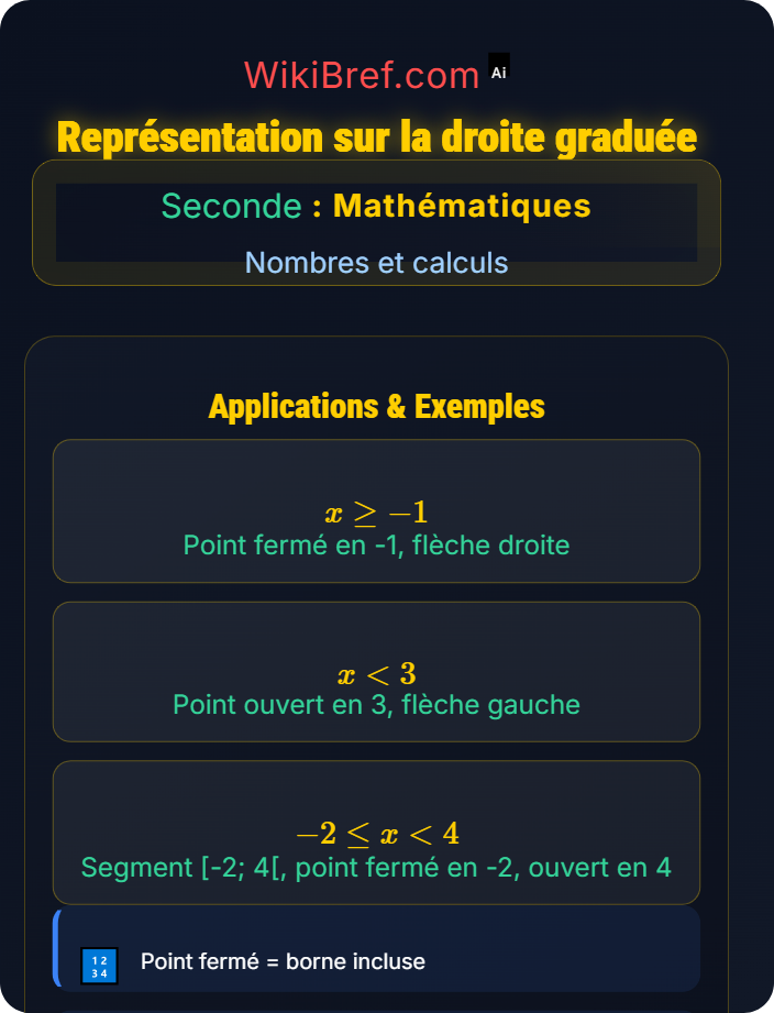 Représentation sur la droite graduée Inéquations du premier degré