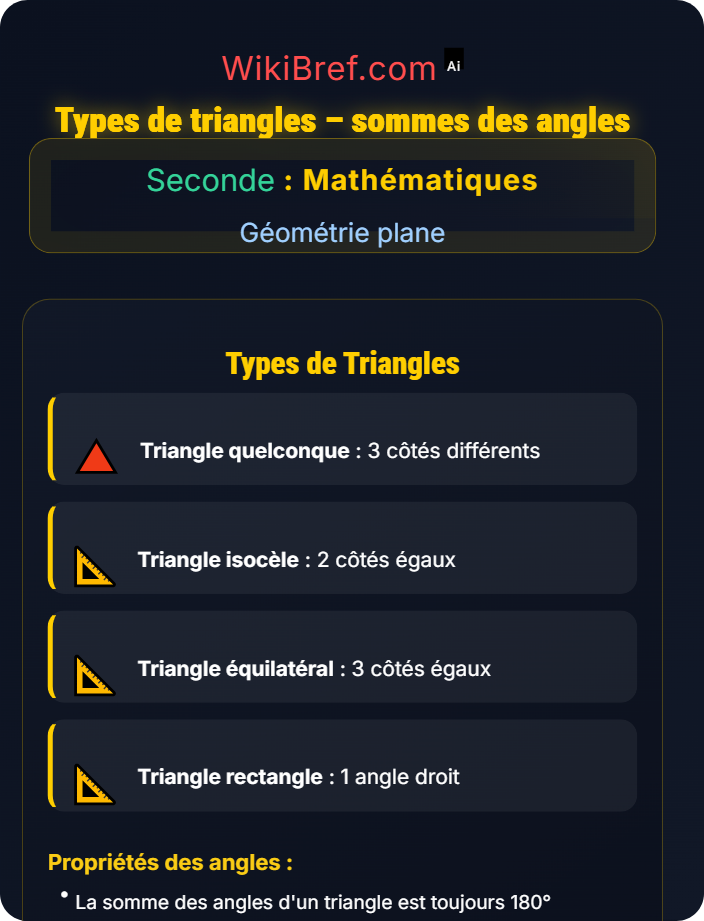 Types de triangles – sommes des angles Triangles