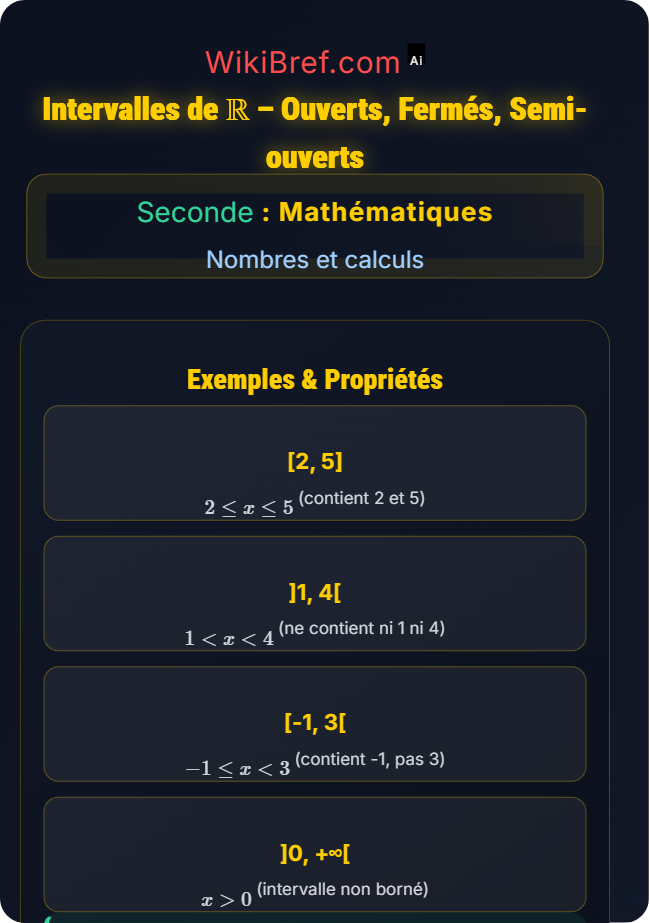 Intervalles ouverts, fermés, semi-ouverts Intervalles de ℝ