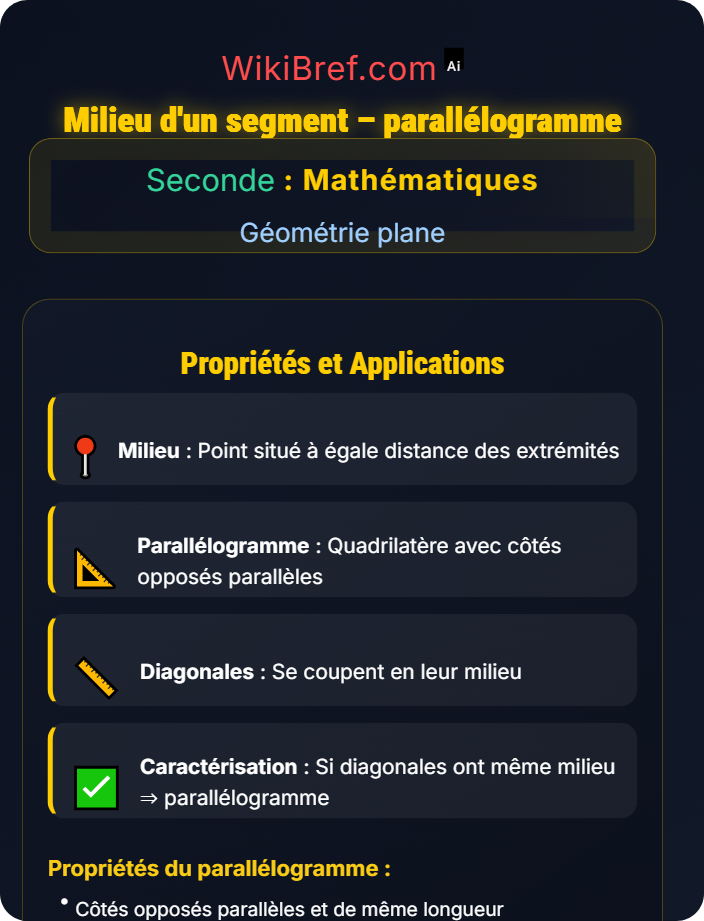 Milieu d'un segment – parallélogramme Alignement et parallélisme