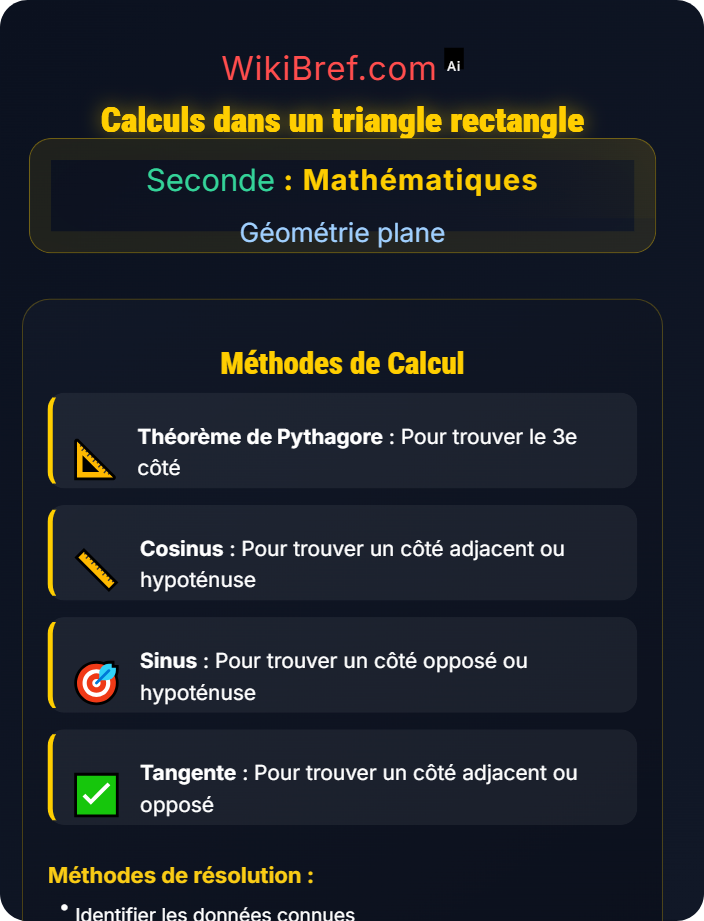 Calculs dans un triangle rectangle Trigonométrie dans le triangle rectangle