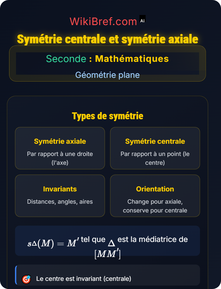 Symétrie centrale et symétrie axiale Transformations du plan