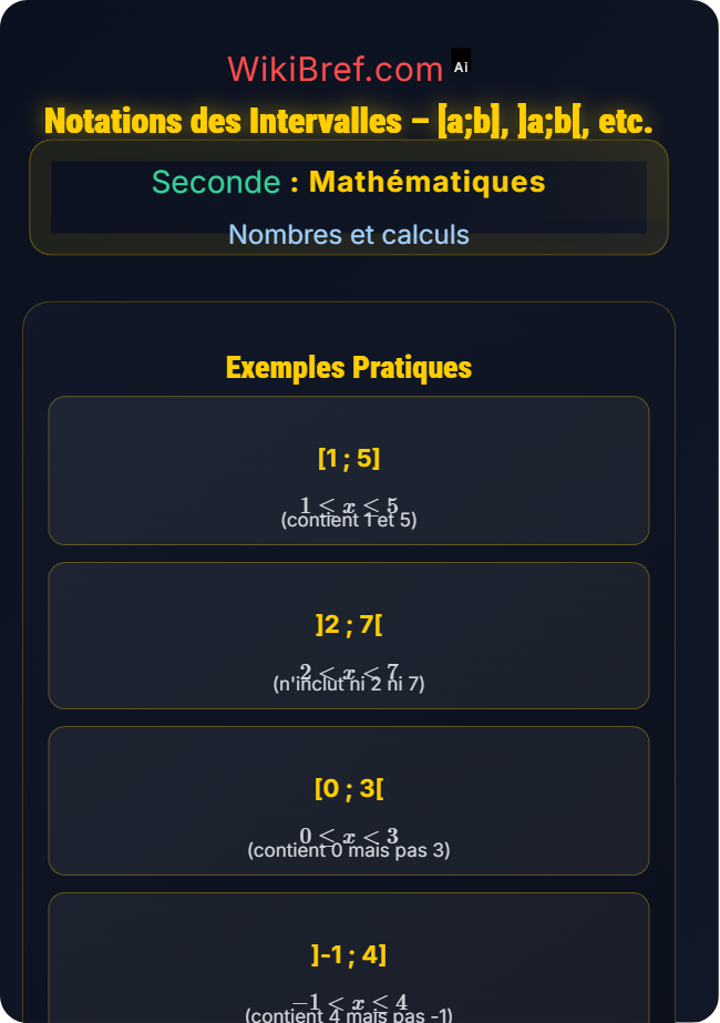 Notations [a;b], ]a;b[, etc. Intervalles de ℝ