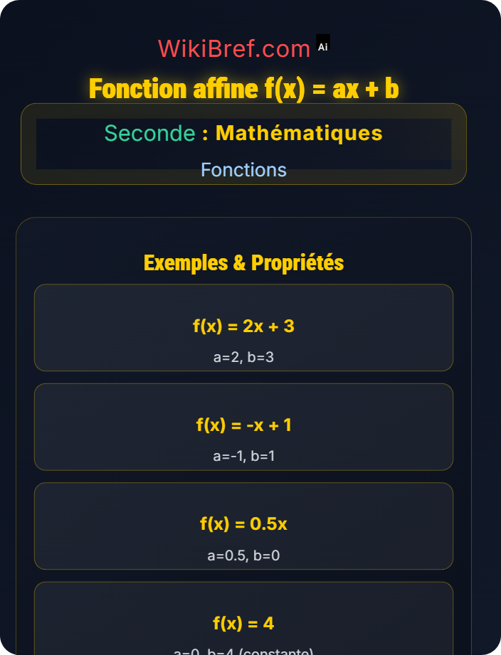 Forme f(x) = ax + b Fonction affine