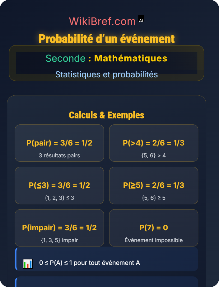 Probabilité d’un événement Calcul des probabilités