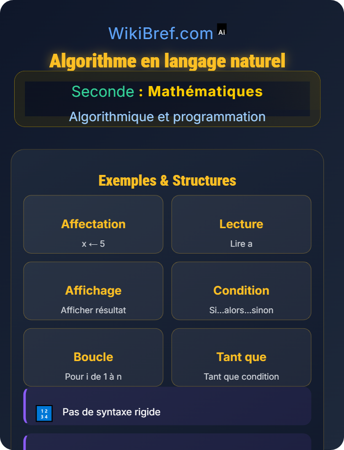 Algorithme en langage naturel Notion d’algorithme