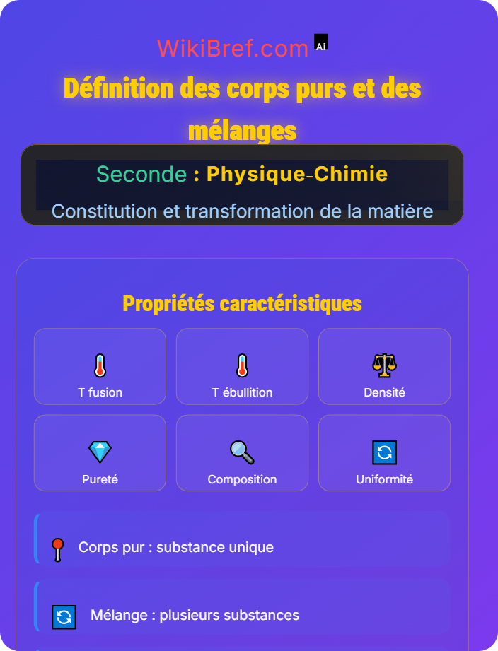 Définition des corps purs et des mélanges Corps purs et mélanges
