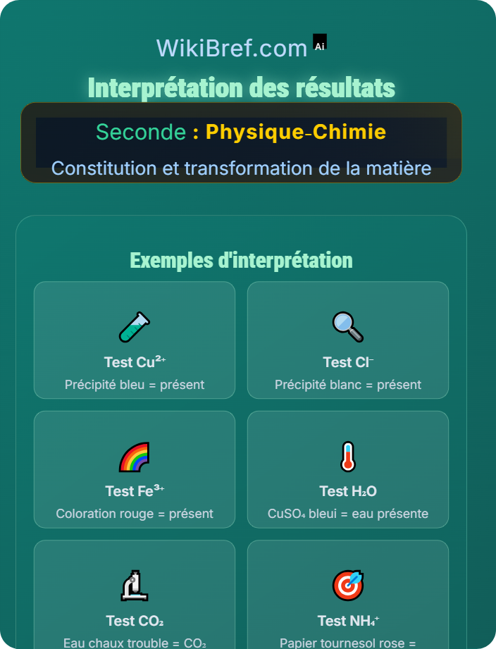 Interprétation des résultats Identification d'une espèce chimique