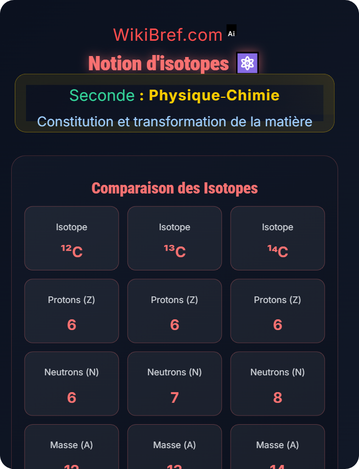 Notion d’isotopes Entités chimiques stables et ions