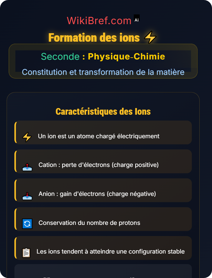 Formation des ions Entités chimiques stables et ions