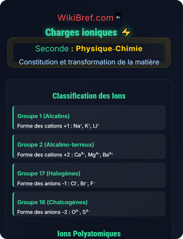 Charges ioniques Entités chimiques stables et ions