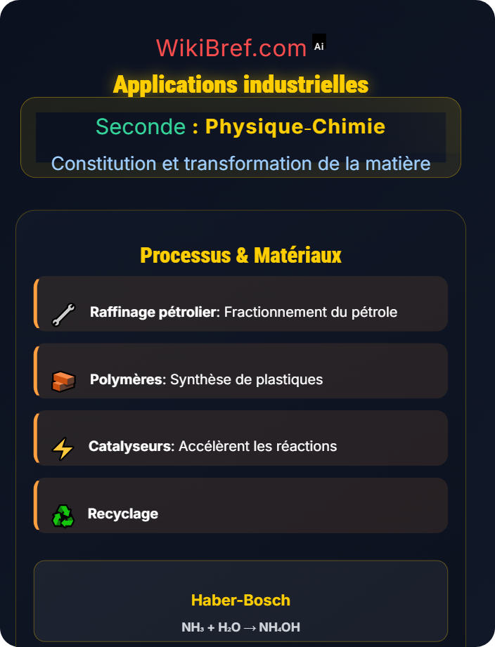 Applications industrielles Transformations chimiques