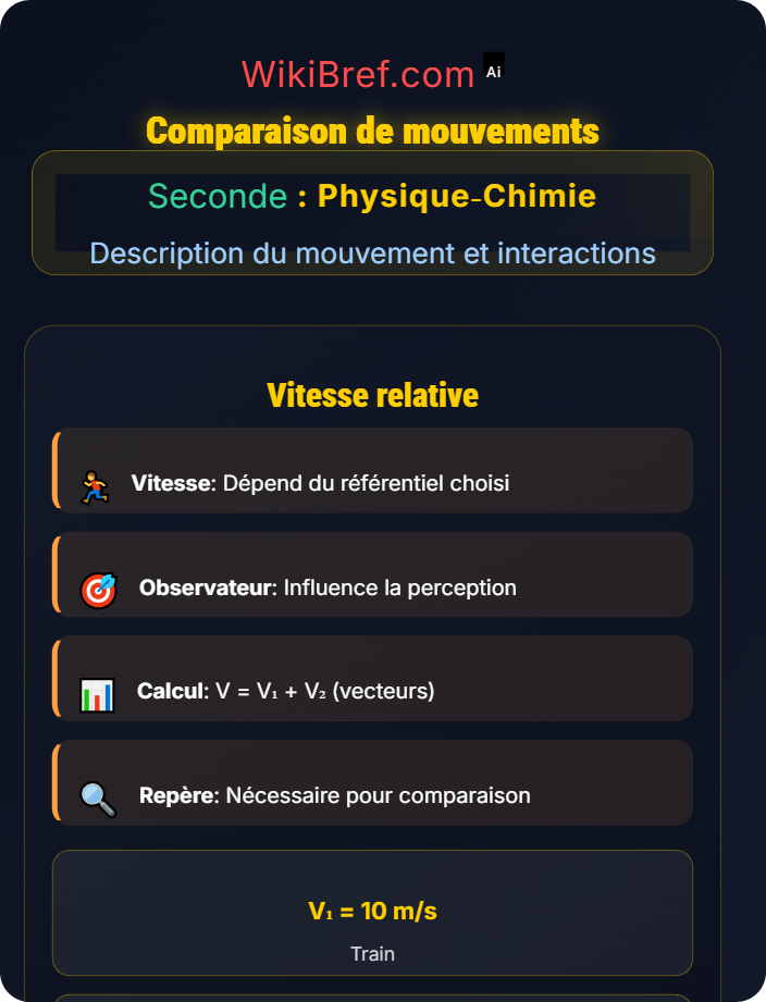 Comparaison de mouvements Relativité du mouvement