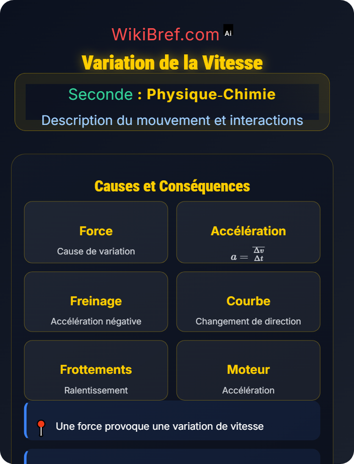 Variation de la vitesse Représentation d’un vecteur vitesse