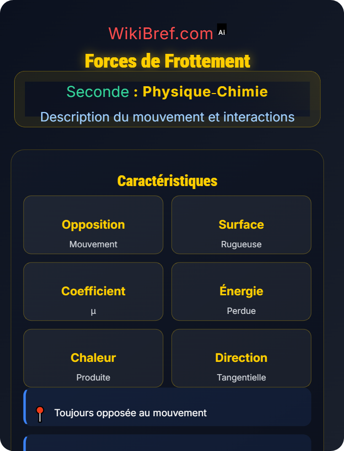 Forces de frottement Forces et modélisation d’une action mécanique