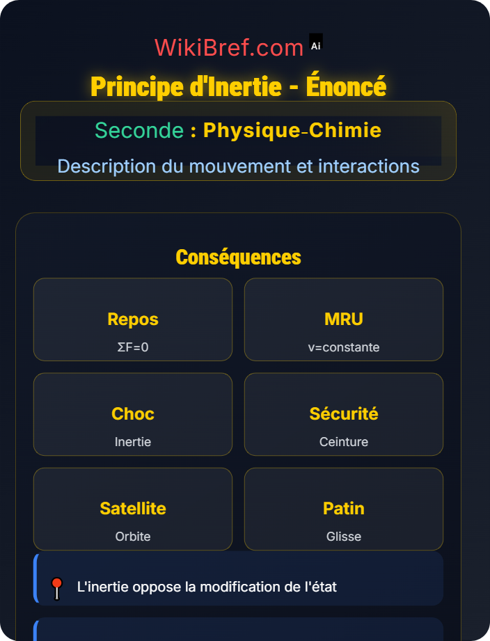 Énoncé du principe Principe d’inertie
