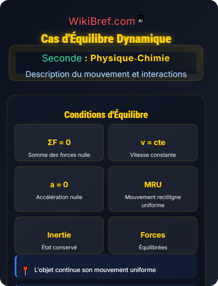 Cas d’équilibre dynamique Principe d’inertie