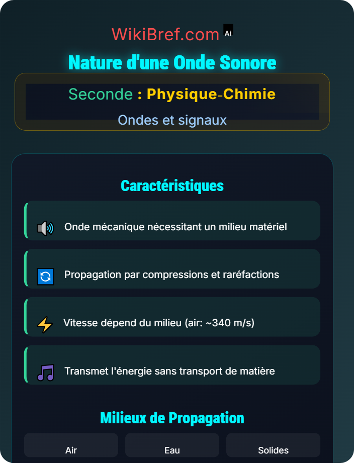 Nature d’une onde sonore Émission et propagation d’un signal sonore