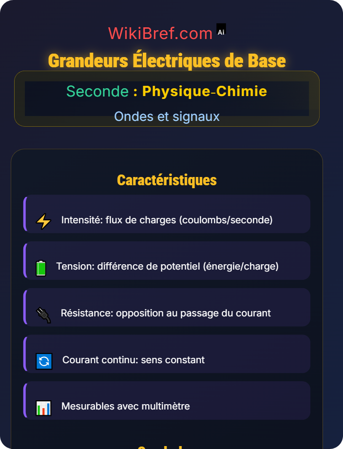 Grandeurs électriques de base Intensité et tension dans un circuit électrique