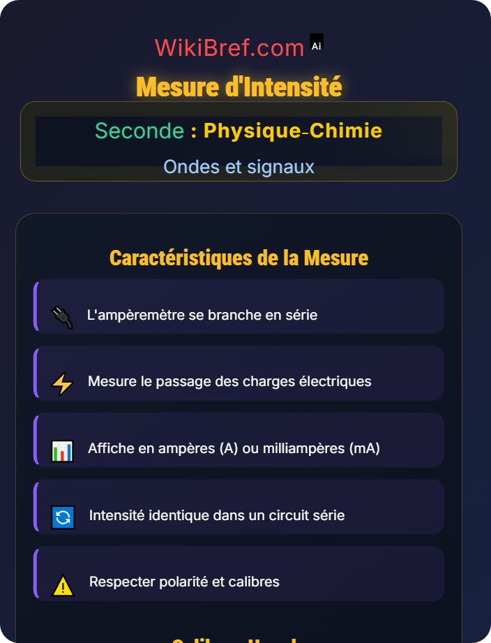 Mesure d’intensité Intensité et tension dans un circuit électrique