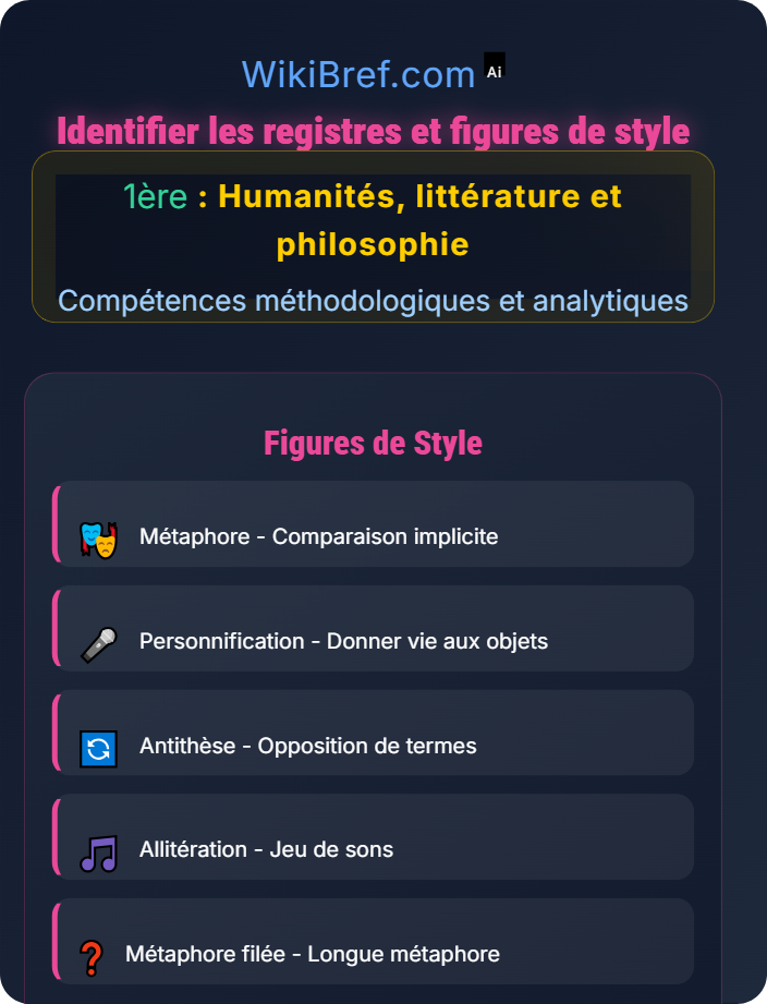 Identifier les registres et figures de style Analyser un texte littéraire