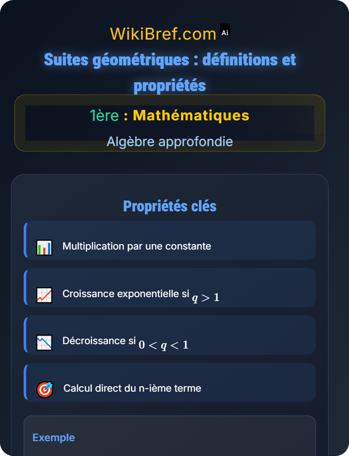 Suites géométriques : définitions et propriétés Suites numériques