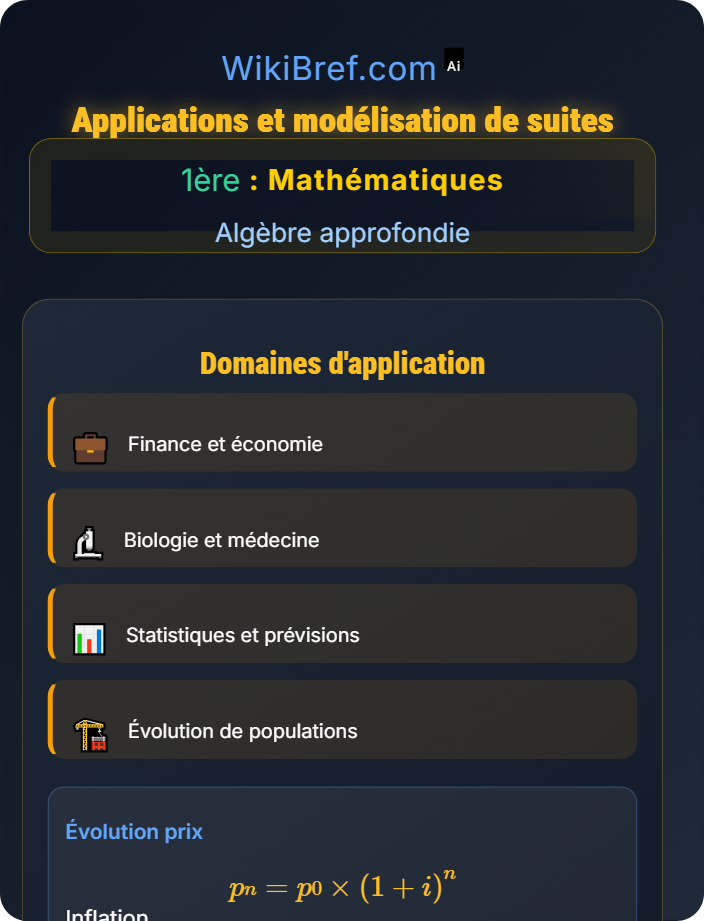 Applications et modélisation de suites Suites numériques