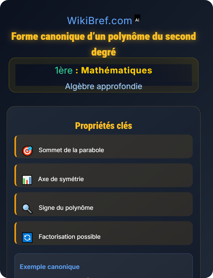 Forme canonique d’un polynôme du second degré Le second degré