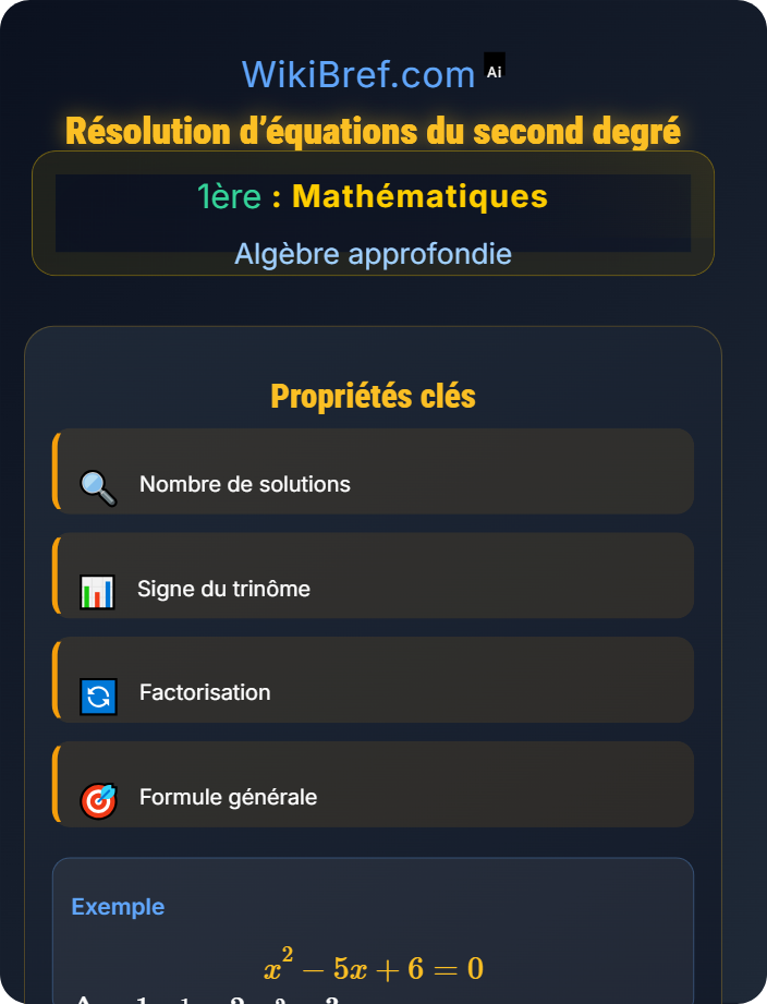 Résolution d’équations du second degré Le second degré
