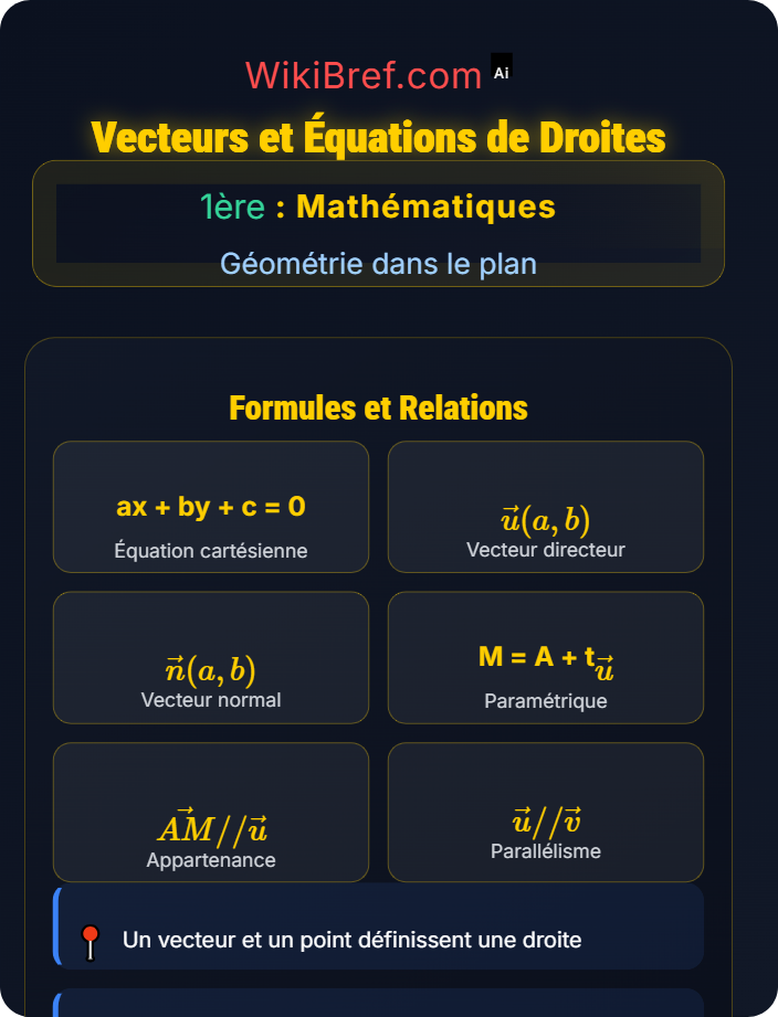 Vecteurs et équations de droites Calcul vectoriel