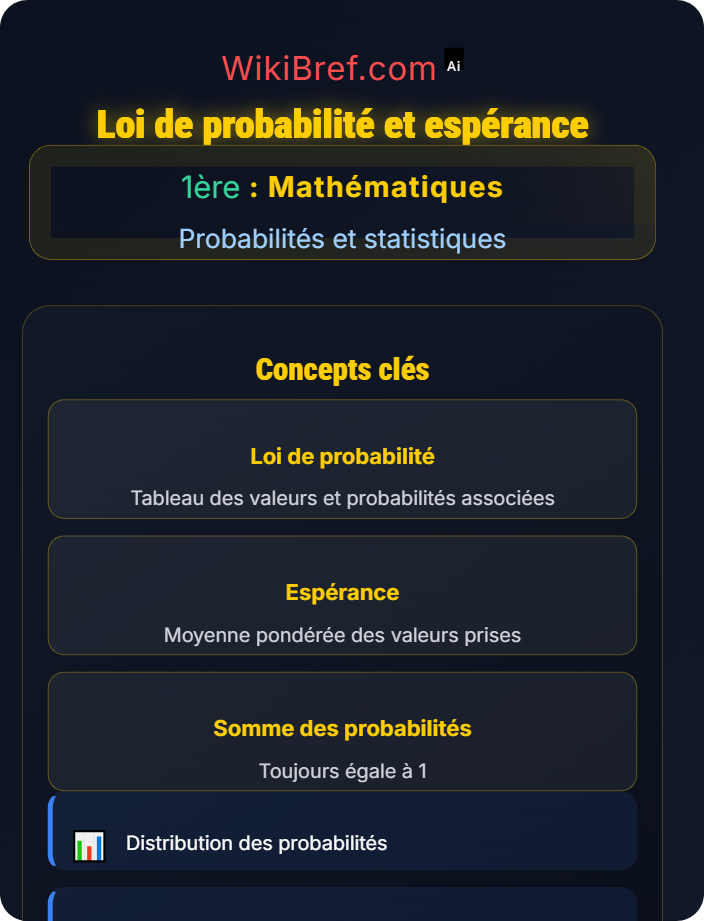 Loi de probabilité et espérance Variables aléatoires