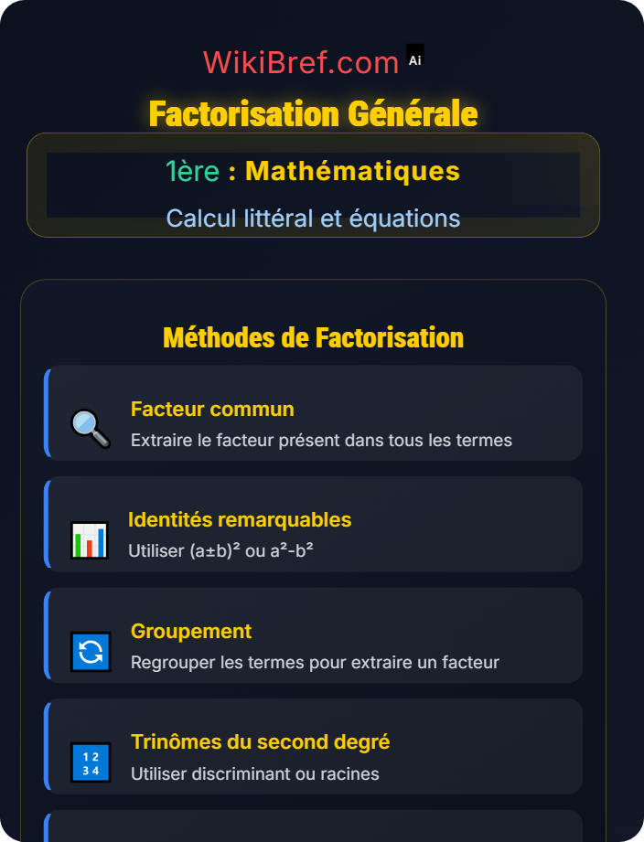 Factorisation générale Manipulations algébriques