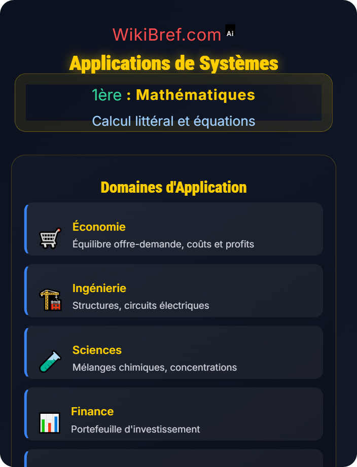 Applications de systèmes Systèmes d’équations