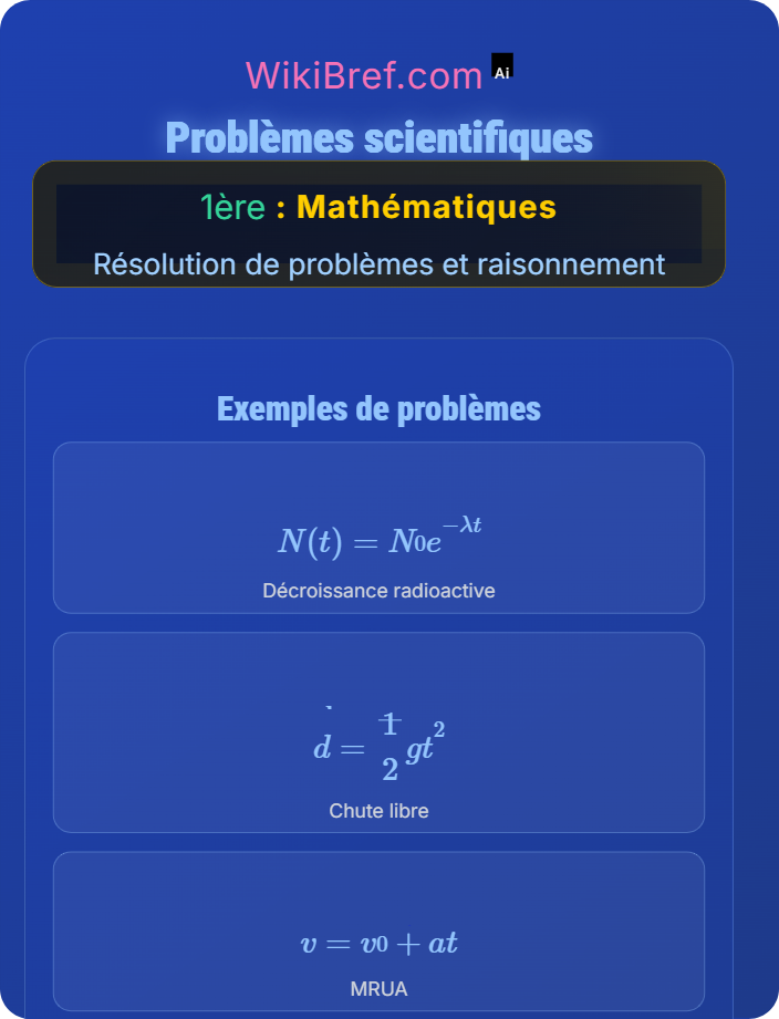Problèmes scientifiques Problèmes contextualisés