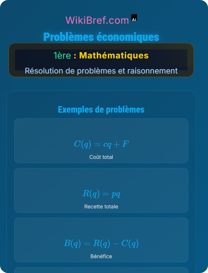 Problèmes économiques Problèmes contextualisés