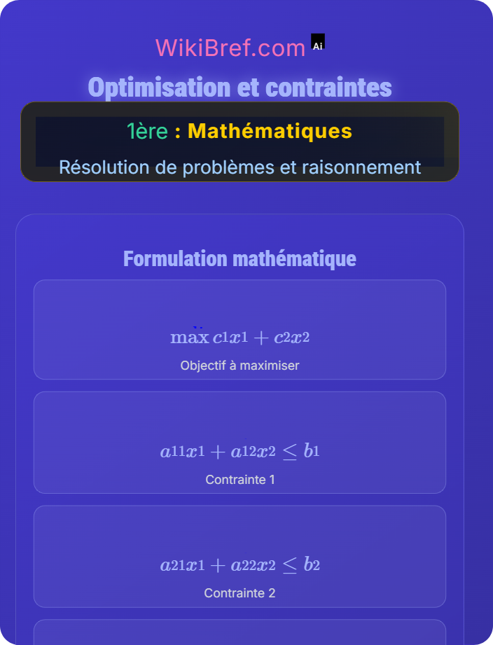 Optimisation et contraintes Problèmes contextualisés