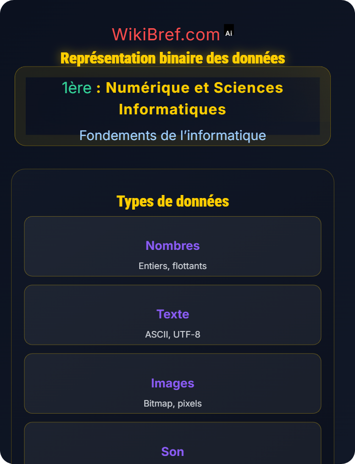 Représentation binaire des données Architecture des ordinateurs
