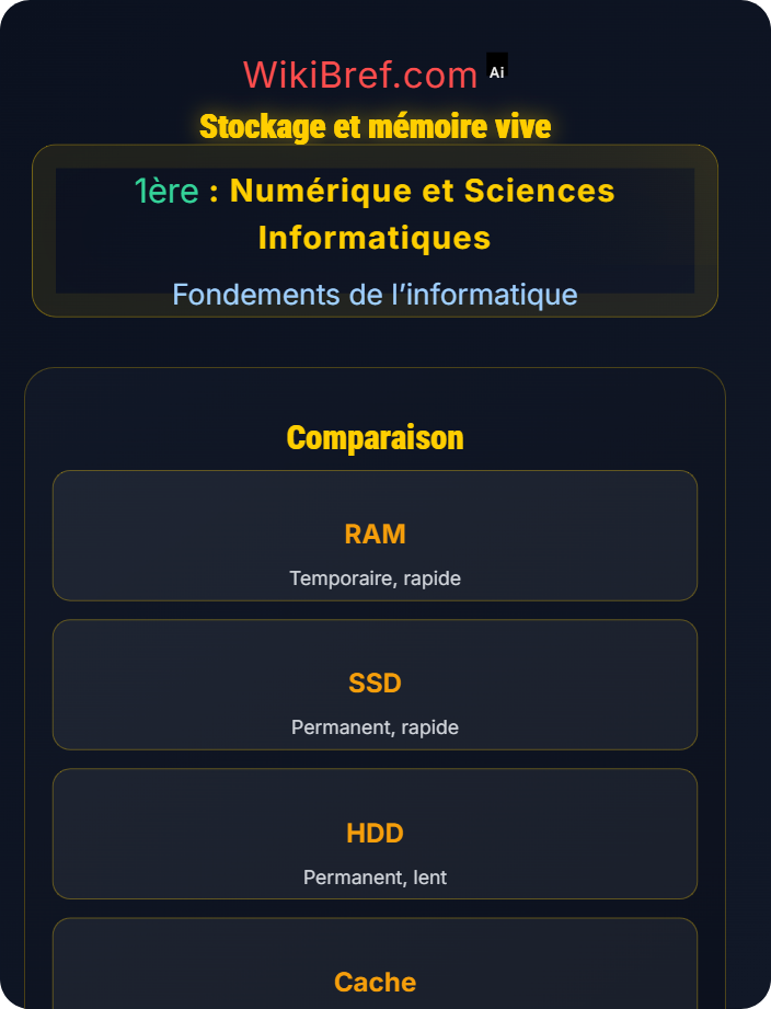 Stockage et mémoire vive Architecture des ordinateurs