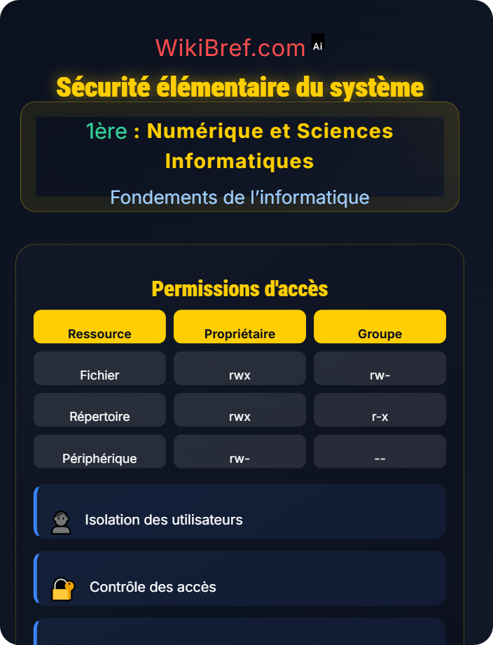 Sécurité élémentaire du système Systèmes et logiciels