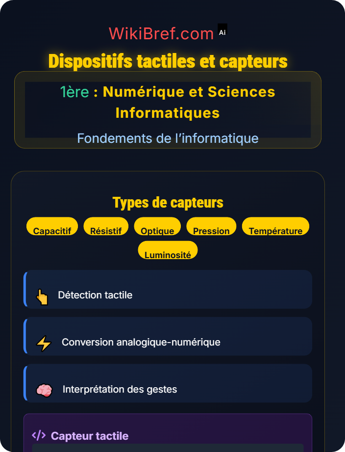 Dispositifs tactiles et capteurs Périphériques et interfaces